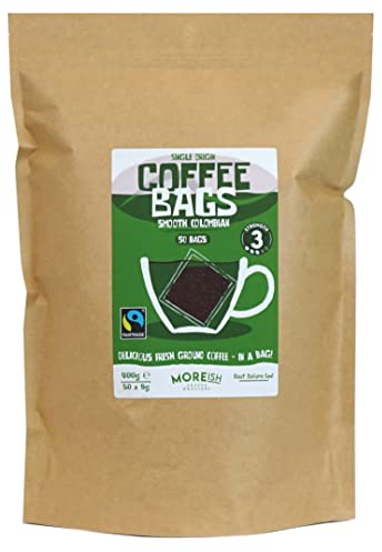 Moreish Coffee Bags - Smooth Colombian Fairtrade (50 Single Origin Coffee Bags)