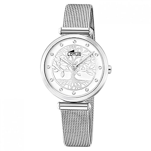 LOTUS Montre Femme Analogique en Acier Inoxydable 316l Argenté
