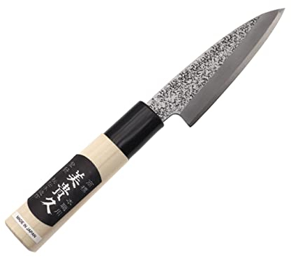 Coltello giapponese artigianale Tsutsumi lama martellata 9 cm, forgiato a mano