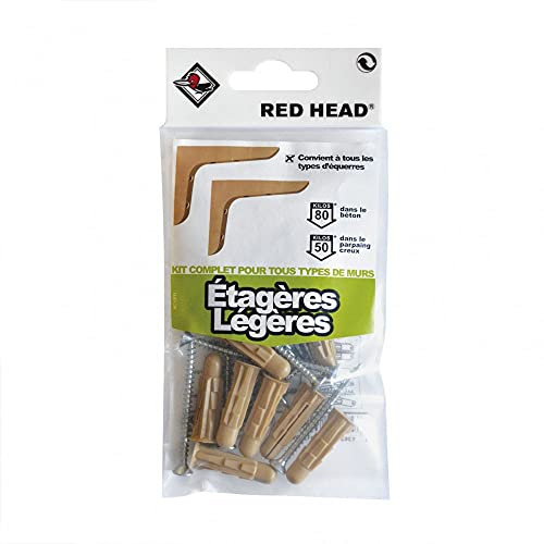 Red Head kit Chevilles à Expansion etagère légère, Diam.8 x L.32 mm