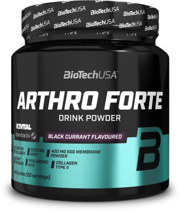BioTechUSA Arthro Forte con collagene, glucosamina, condroitina, MSM, vitamina C, estratti vegetali, fonte di collagene CondrActiv® di tipo II e con edulcorante, 340g, Ribes nero