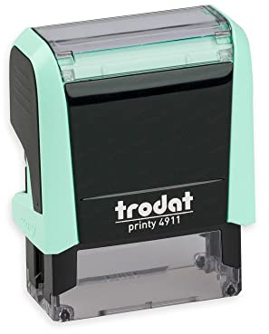 Trodat Printy 4911 – pastellgrön – med personlig namnstämpel i önskad text – designa online, adressstämpel eller textstämpel – 38 x 14 mm – 4 rader, högkvalitativ stämpel till superpris