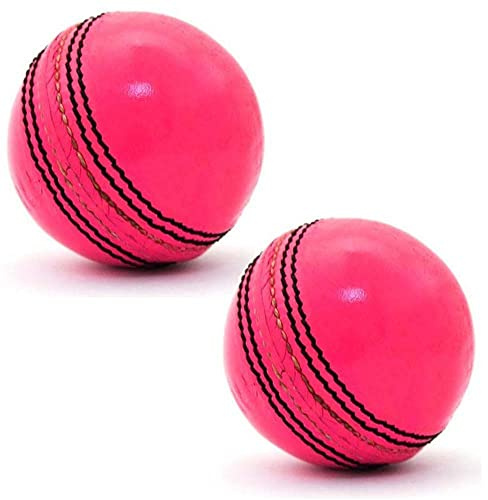 Cricket Ball (Pack Of 2) T 20 Supreme Grade Leather stitched for Coaching Practice Indoor & Outdoor Soft Training Sports Cricket Ball (Pink)