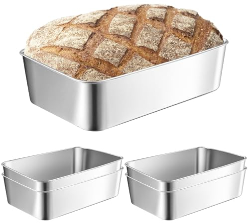 5 Pièces Moules à Pain en Acier Inoxydable, Moule à Cake, Moules Rectangulaire Antiadhésif pour Gateaux Pâtisserie Cuisson Bricolage Pâtisserie Gâteau Pain Cuisson - 22 x 15 x 6 cm