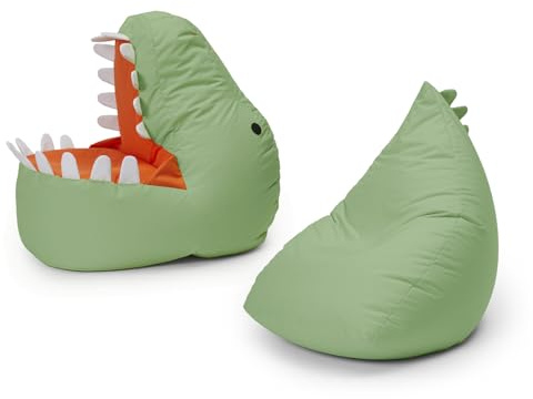 Lumaland Kindersitzsack-Set Dino, 2-TLG. | Sitzsack für Outdoor & Indoor| Sessel BZW. Kindersofa mit Füllung, ideal fürs Kinderzimmer | Sessel: 1 x Dino, 1 x Monster