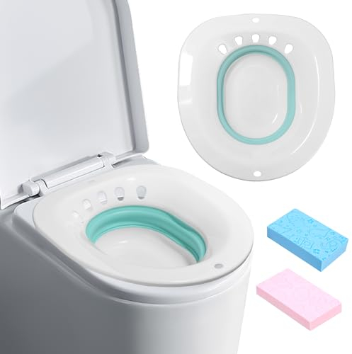 Bidet pour WC, Bains de siège pour toilettes, Bassin de bain Sitz portable, Bain de Siège pour les Hemorroide, Bain de Siège Pliable pour femmes enceintes périnéales Soulagement de l'épisiotomie