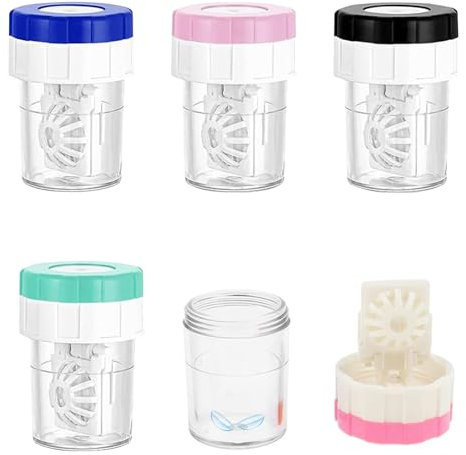 Set di 4 contenitori per lenti a contatto, liquido per lenti a contatto, sistema di lavaggio contenitori per lenti a contatto, contenitore di pulizia rotante per lenti a contatto