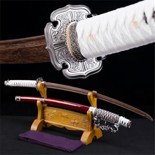 ZHAOMEI Katana Tachi in Legno, Bokken Fatto a Mano, Spade da Samurai in Palissandro Naturale per la Pratica del Kendo, Display, Cosplay, Accessori, Decorazione-Red||102CM