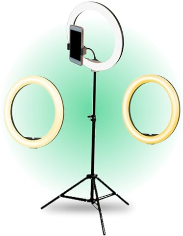 TronicXL 210 cm stativ XXL ringljus ring ljus med mobiltelefonhållare tripod beauty ljus kamerastativ smartphone-hållare I för YouTube videostreaming smartphone TikTok live-streaming fotografi live