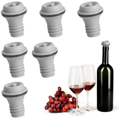 6-Piece Wine Stopper Set – Vacuum Wine Saver Stoppers with Leakproof Seal, Keeps Wine Fresh Longer, Reusable & Easy to Use – Fits Most Wine Bottles