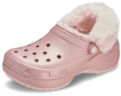 Crocs Women's Classic Lined Platform Clogs, Quartz Glitter, 9