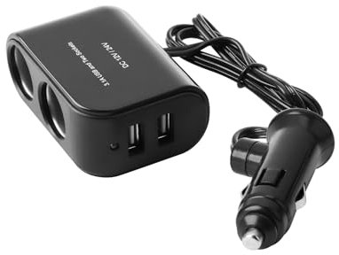Cigarette Lighter Splitter for Car, 12V Cigarette Lighter USB Charger with 2 Ports, 12V/24V USB Car Power Adapter Multi Double Sockets for Phone Vehicle Camera Dash Cam GPS