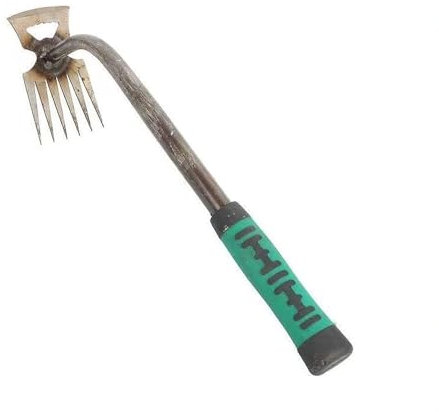 FINELYCR Quita Hierbas, 6 Dientes Quita Hierbas Malas, con Cabeza de Pala de Media Luna Quita Hierbas Manual, Hoja de Sierra de Acero Deshierbador Manual, para Desherbar El Jardín, Recortar el Césped