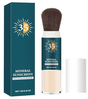 Polvere di fissaggio solare naturale, protezione solare minerale, polvere di fissazione, SPF 30 Setting Powder controllo dell'olio e finitura opaca, non comedogenica, compatta portatile per