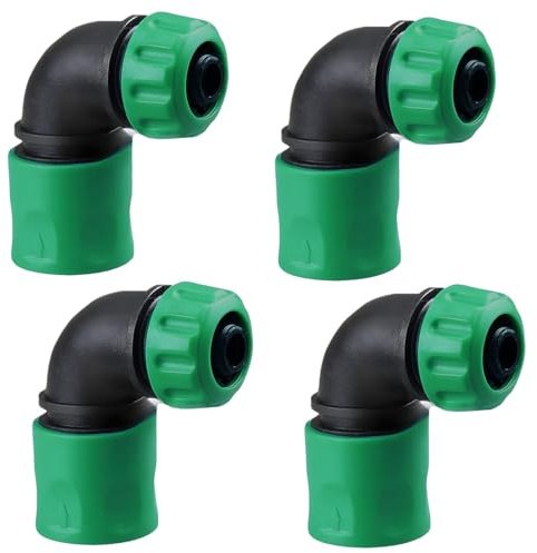 4 connettori rapidi da giardino, angolo per tubo da giardino, attacco rapido, adattatore angolare 1/2, angolo per rubinetto del tubo da giardino, irrigazione, lavaggio auto, irrigazione giardino