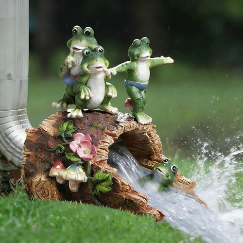 Ahbuohe Decorative Gutter Downspout Extensions Statue,3 x 4 Downspout Extension Sculpture,Frog Decorative Rain Gutter Downspout Extension Figurine Decor Sculpture for Lawn Yard