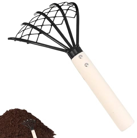 Rastrillo de Jardín, Rastrillo De Garra Y Cultivador De Púas, Herramienta Manual con Empuñadura Ergonómica Antideslizante para Jardinería en Exteriores
