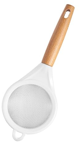 Zerodeko Cedazo de Harina con Mango de Madera de Haya, Colador de Malla Fina de Acero Inoxidable Pequeño, Filtro para Repostería y Cocina, Utensilio para Tamizar Harina y Especias,