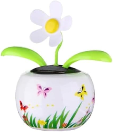 Solar Dancing Solar Powered Dancing White Flower in Colorful Shape Flip Flap Animated Bobblehead Dancer Window Sun Catcher Car Dashboard Decor Solar Power Kits，Learning and Education