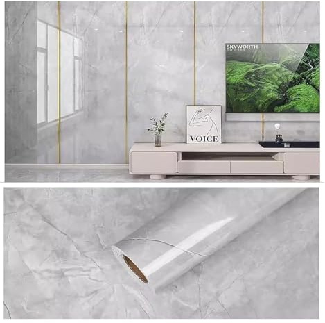 Tapeter med träeffekt, Kitchen Peel Stick Backsplash väggpanel, självhäftande bakgrundsvägg dekorativ(Grijs)
