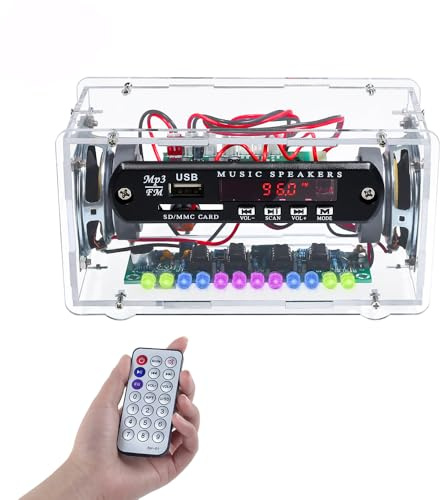 PEMENOL DIY Bluetooth Speaker & FM Radio Soldering Kit Project, 3W+3W Stereo with Dynamic LED Beat Effect, Electronics Practice Kits, STEM Learning Gift for Adults