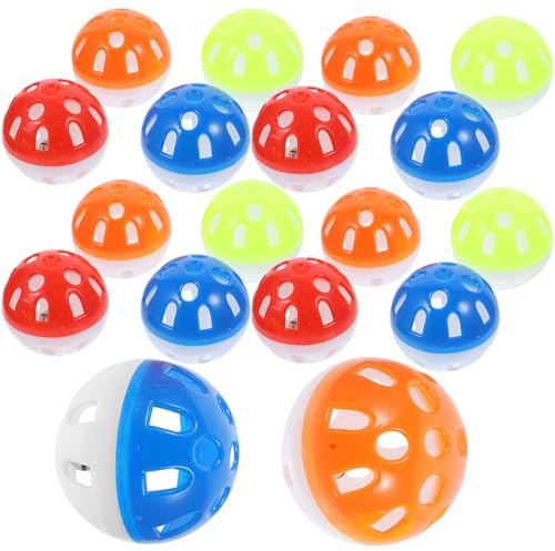 Hemobllo 20 Balles à Grelots en Plastique pour Perroquets et Oiseaux, Jouets Sûrs à Mâcher Design de Clochettes, pour Cages et Divertissement Couleur Aléatoire