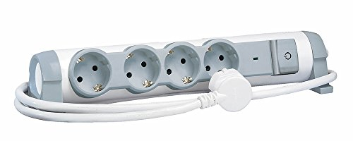 Base multiple confort,seguridad+limitador sobretensiones 4 tomas 2P+TT 16A Legrand 694651 Gris/Blanco