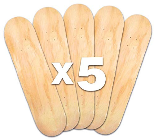Venom Skateboards Natural 8.25 x 5 Plain Skateboard Deck Bulk Bundle Packs Maple Wood Stain Blank Skate Board Decks Natural/Blue/Black/Gold etc-7.75/8/8.25 etc - Great for Skating,Wall Art, Displays