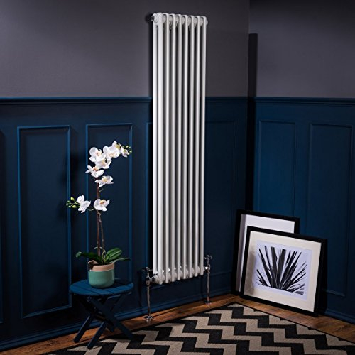 Warmehaus - Traditional Cast Iron Style White Double Column Vertical Radiator 1500 x 380 mm Wall Mounted