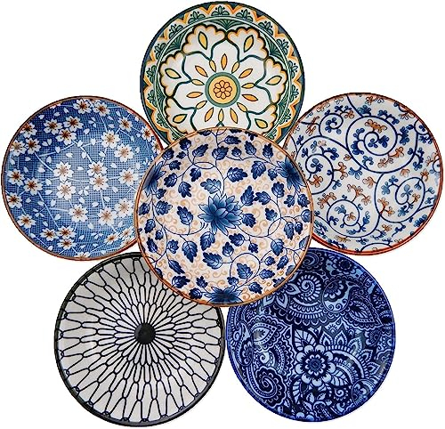 TuYines Porcelain Tapas Dishes,Snack Bowls for Tapas,Tape Bowls Set,Ceramic Dipping Bowl,6pcs Ø 10 cm Small Spice Bowl,Dishes Sauce Dish for Sushi,Sauce,Snack and Soy
