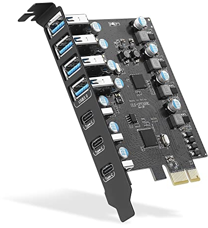USB C PCIE Karte 7 Ports(3C + 4A), 5Gbps PCI Express USB 3.0 Karte für Desktop PC Unterstützung Windows 10/8/7/XP und Above
