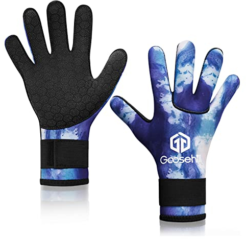 Goosehill Neopren Handschuhe für Herren und Damen, 3mm Neopren Tauchhandschuhe mit Update-Gummigranulat in der Handfläche, Flexible Thermohandschuhe zum Tauchen Schnorcheln Paddeln Surfen Kajakfahren