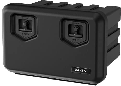 DAKEN Coffre à outils ARKA 81204 haute capacité 74L 655x450x470mm Boîte de rangement renforcée pour camion et remorque avec deux serrures et quatre clés Charge maximale 80 kg étanche aux UV