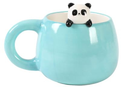 I-TOTAL® - Taza de cerámica con animales de cerámica en el borde, taza para té o café (PANDASTIC) 450 ml