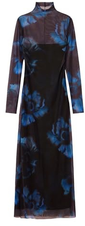 Desigual Vestido de Manga Larga para Mujer, Azul, L