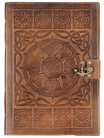 DreamKeeper läderdagbok för män och kvinnor – Sorcha läderanteckningsbok keltisk design, bronslås | vintage anteckningsbok dagbok, bok om skuggor, skissbok konst (A6-10,5 cm x 14,8 cm)