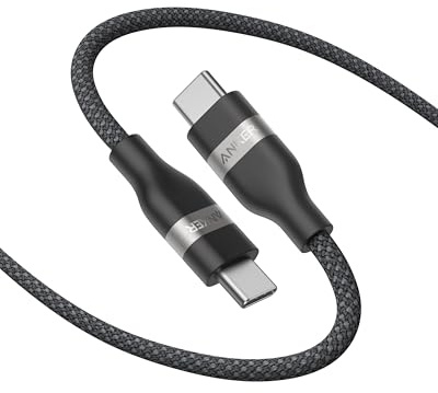 Anker Câble USB-C, 240W Tressé Upcyclé usb-c vers usb-c, Chargeur Type C Rapide, Câble pour iPhone 17/17 Pro / 17 Plus / 17 ProMax, MacBook Pro, iPad Pro/Air 5, Galaxy S23 et autres(1,8m, Noir)