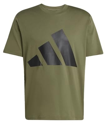 adidas Homme Essentials Big Logo Single Jersey Tee, Olive Strata/Black, L