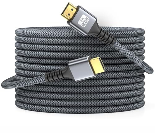 looyotul 4k Hdmi Cable 20m Ultra High Speed HDMI 2.0 Cable 4K@60HZ 3D ARC Gold Plated Connector Ethernet Audio Video Return HDMI Cord for UHD TV Monitor Laptop Xbox PS4/PS5 ect.(Silvery)