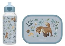 Mepal - Set de Almuerzo Campus - Fiambrera para Niños con Botella Pop-up y Fiambrera - Set de Almuerzo para el Colegio o para Llevar - Sin BPA - 400 + 750 ml - Forest Friends