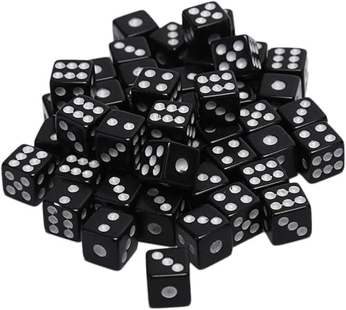 100 Pcs Black 8mm Acrylic Dice Gaming Dice Standard Six Sided Decider Board Game Dice Dice Set Dice Set D&d Polyhedral Dice Set Role Playing Dice and Accessories