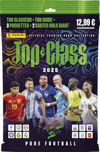 PANINI FIFA Top Class 2025 Trading Cards Starter-Pack 1 Carpeta + 1 Revista + 3 Fundas + 2 Holo Giants