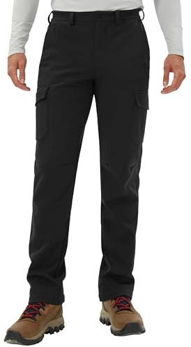 Pioneer Camp Men's Snow Ski Pants Waterproof Fleece Lined Outdoor Softshell Insulated Cargo Hiking Winter Pants Snowboard