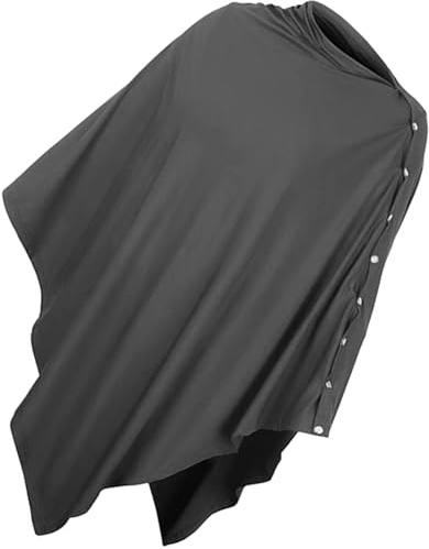 Beaupretty Cobertor de Lactancia Multifuncional para Cochecito, Envoltura de Lactancia Resistente al Viento, Tela Suave Color Gris Oscuro, Protector Solar para Bebés, Uso Exterior Diario