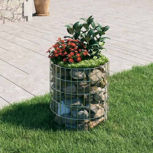 Nqyjm - Valla de malla para jardín, poste de gavión circular de acero galvanizado, diámetro 50 x 50 cm, pared de gaviones jaulas de piedra para terraza al aire libre, césped, decorativo