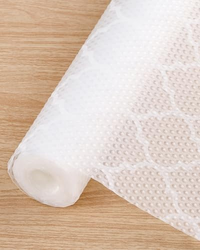 Acual Tappetino per Cassetti, 30x300cm Tappetino Antiscivolo Cucina, Materiale EVA, senza BPA Impermeabile e Antiolio, Pellicola per Mobili, Scaffali, Frigorifero e Scarpiere, Trasparente (Bianco)