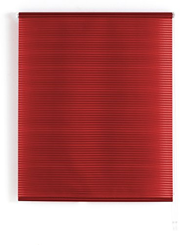 Blindecor Iris | Estor enrollable Traslúcido Rayado | Rojo | 120x180 cm (ancho x alto) | Tamaño de la tela 117x175 ( ancho x alto )