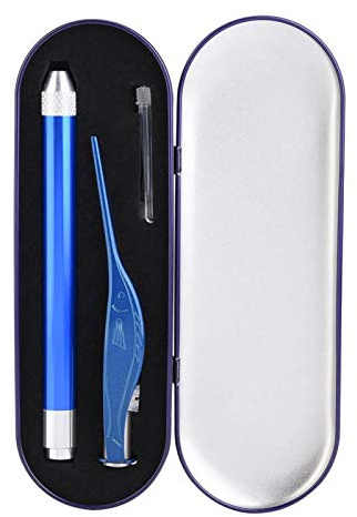 Nettoyant Oreille Bougies pour les oreilles avec Lumière à LED Ear Wax Cleaner Kit En acier Inoxydable Soins des Oreilles (Blue)