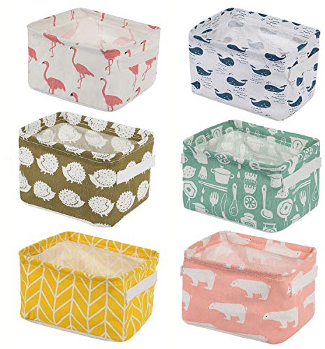 Abgream 6-Pack Foldable Canvas Storage Baskets with Handle