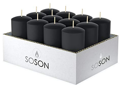 Simply Soson Votive Candles Bulk, 24 Black Votive Candles, 10 Hours Burn time, Small, Bulk, Unscented Candles, Candle Votives for Wedding, Birthday, Holiday & Home Decoration